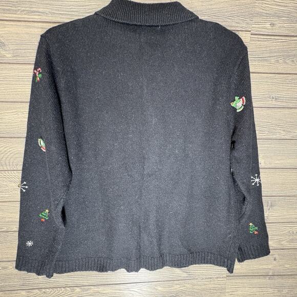 Studio Works Christmas Sweater Womens Small Embroidered Embellished Ugly Zipper - Picture 10 of 13
